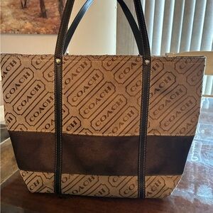 Coach Signature Brown and Tan Tote